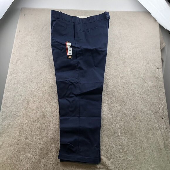 NEW Dickies Mens Original Fit Work Pants 44X30 Navy Flat Front Straight Chino - Picture 3 of 8